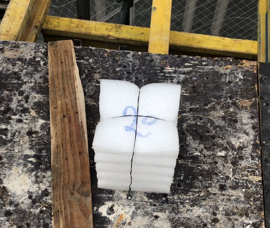 Blocos técnicos de espuma em EPE Prodflex para passagem de tubulações em Lajes e Vigas  de concreto.