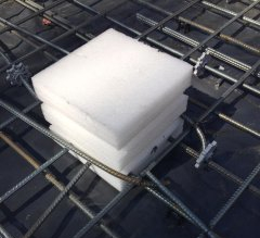Blocos técnicos de espuma em EPE Prodflex para passagem de tubulações em Lajes e Vigas de concreto.